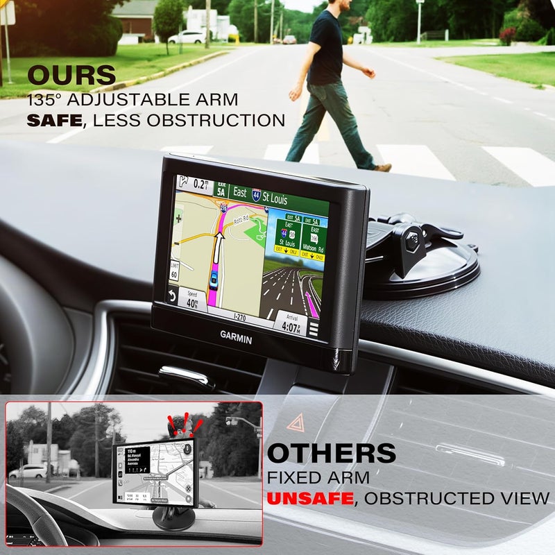 1Zero 2 PCS Adjustable GPS Car Mount for Garmin Nuvi Dezl Drive Drivesmart Zumo Driveassist DriveLuxe StreetPilot RV, Replacement Suction Cup GPS Dash Ball Mount Dashboard Windshield Car Holder - Image 3